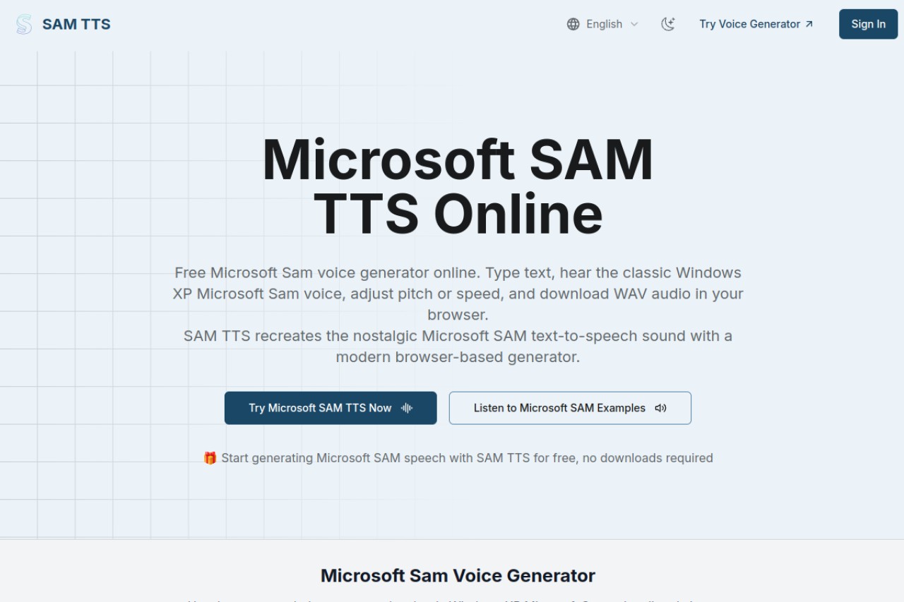 SAM TTS官网截图