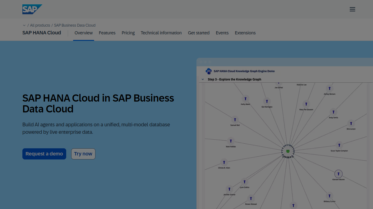 SAP HANA Cloud官网截图