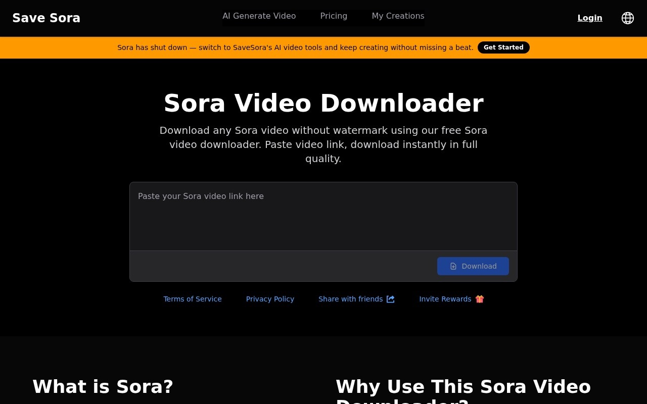 SaveSora: Sora Video Downloader官网截图