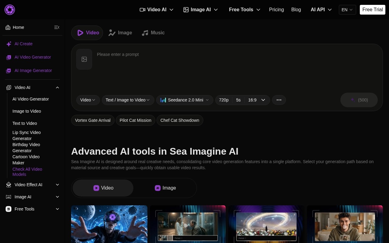 Sea Imagine AI: Image &Video Art Creation官网截图