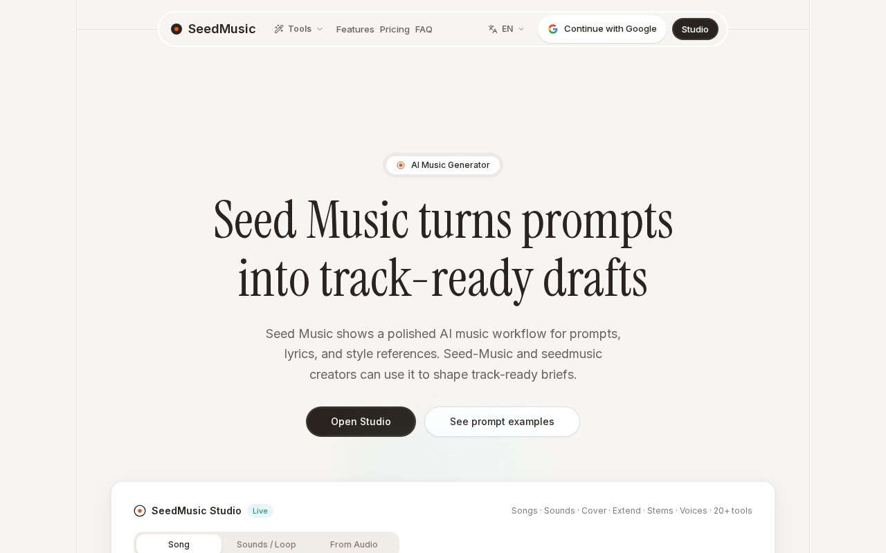 Seed Music官网截图