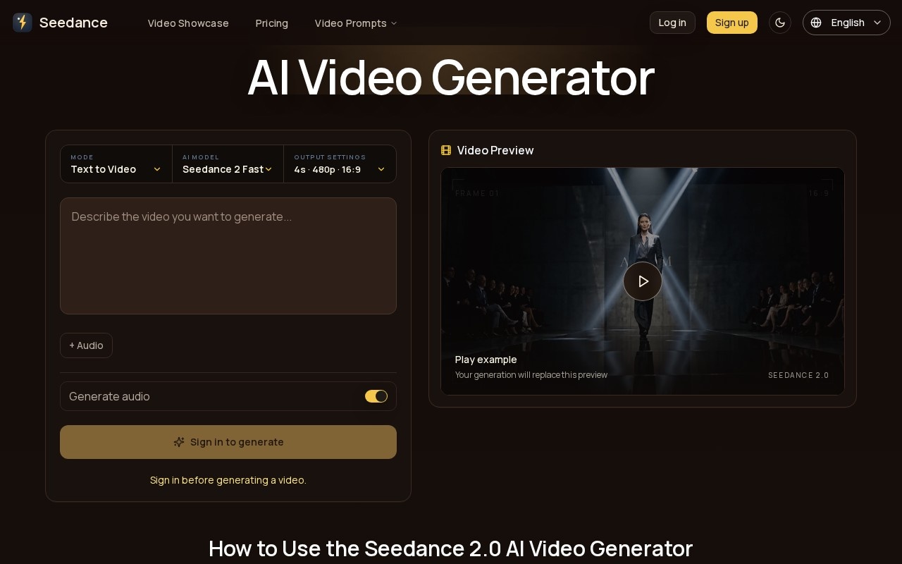 Seedance 2.0 AI Video Generator官网截图