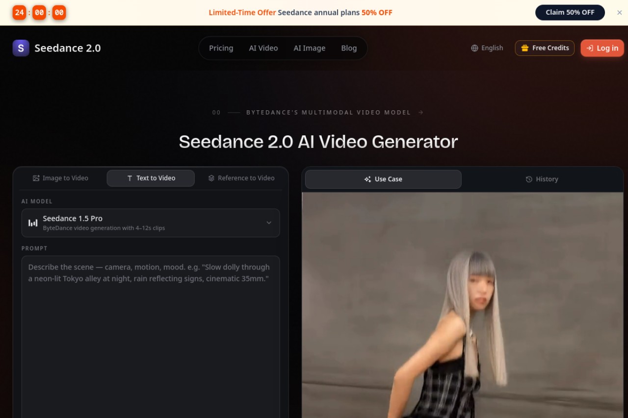 Seedance 2官网截图