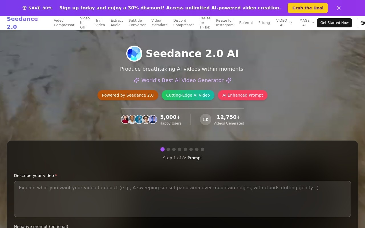 Seedance 2.0官网截图