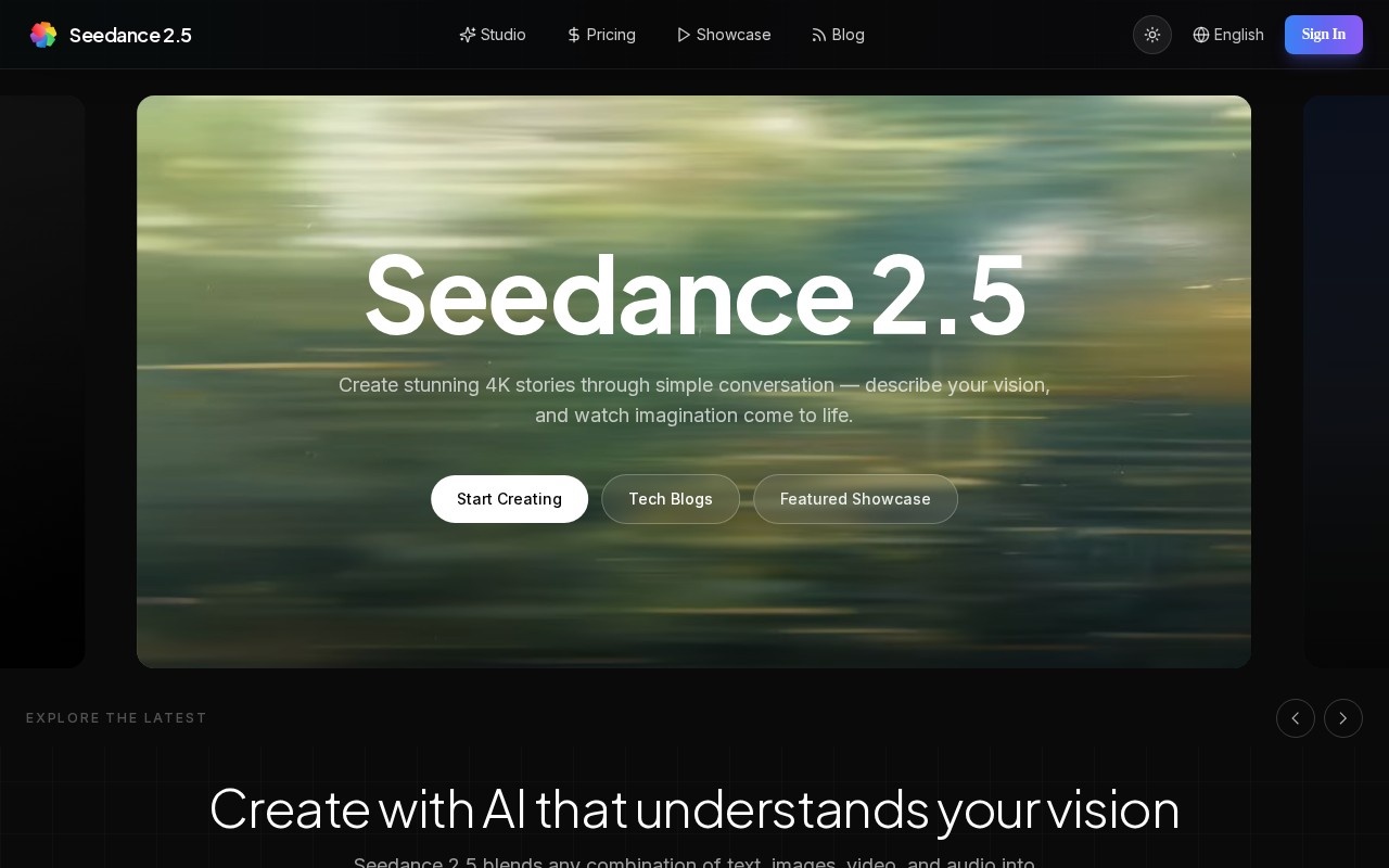 Seedance 2.5官网截图