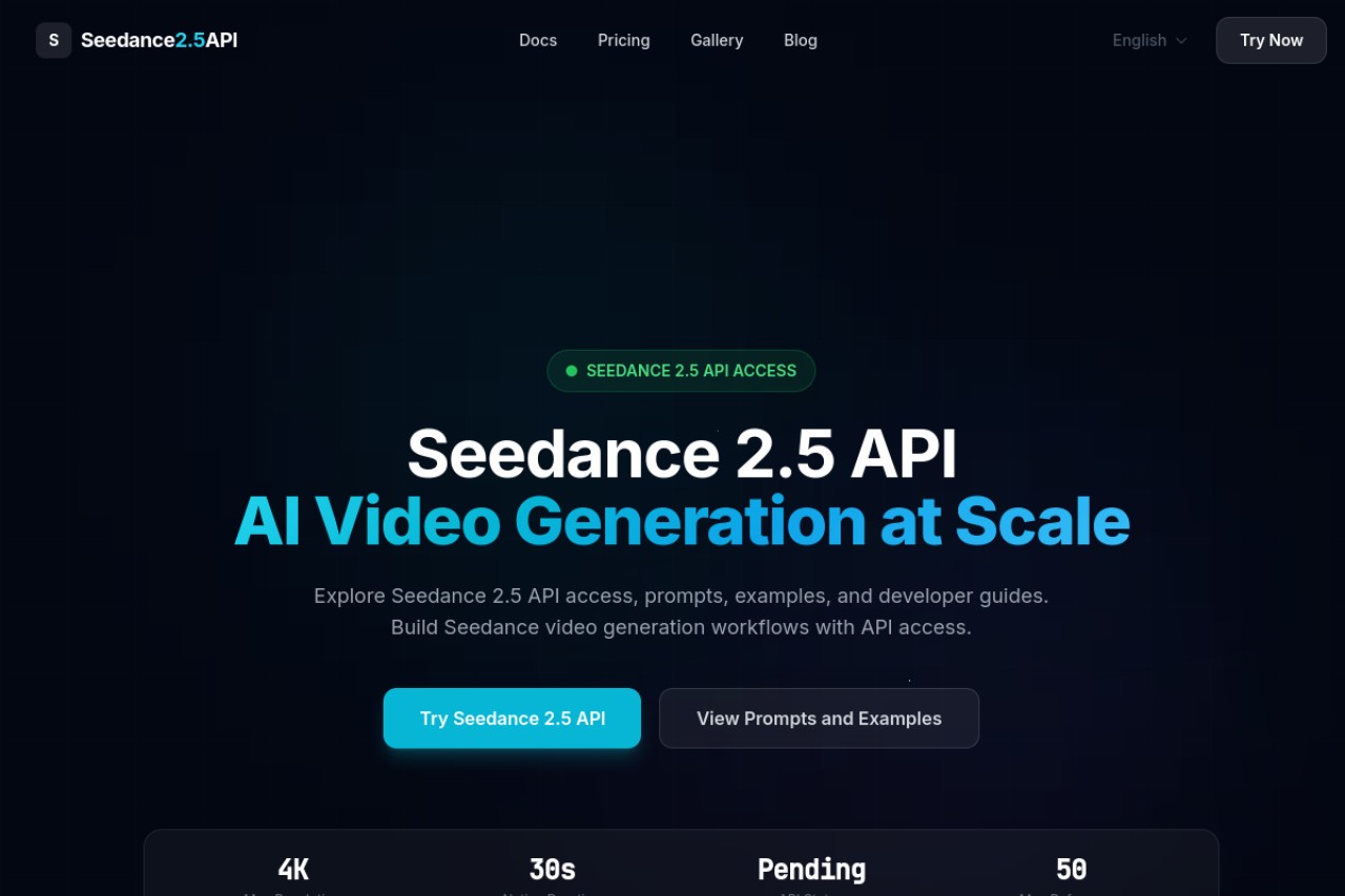 Seedance 2.0 API (Seedance2API)官网截图