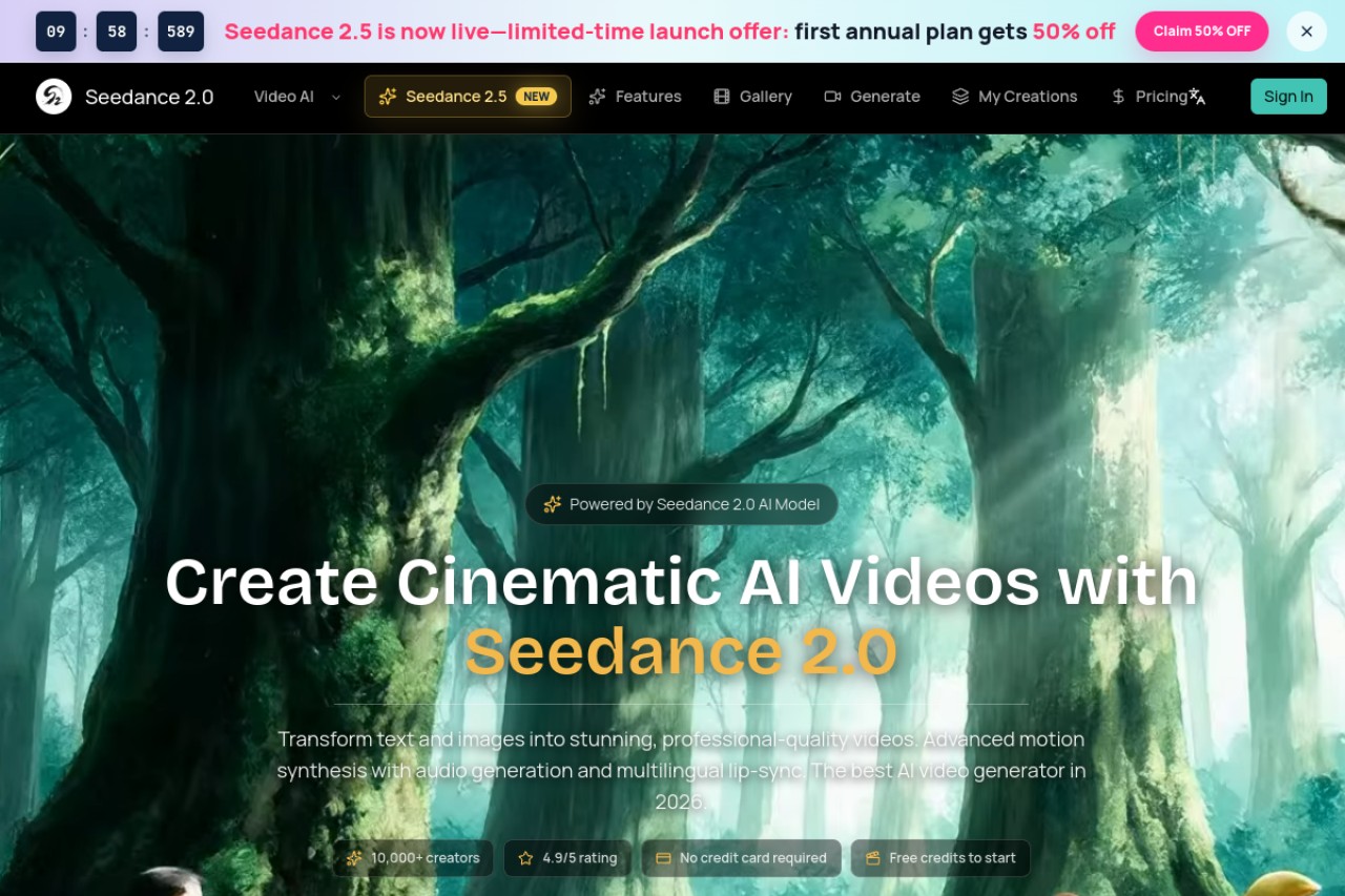 Seedance 2 Video Generator官网截图