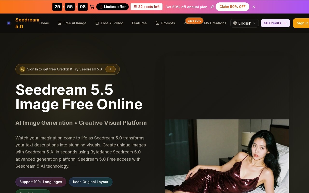 Seedream 5.0官网截图