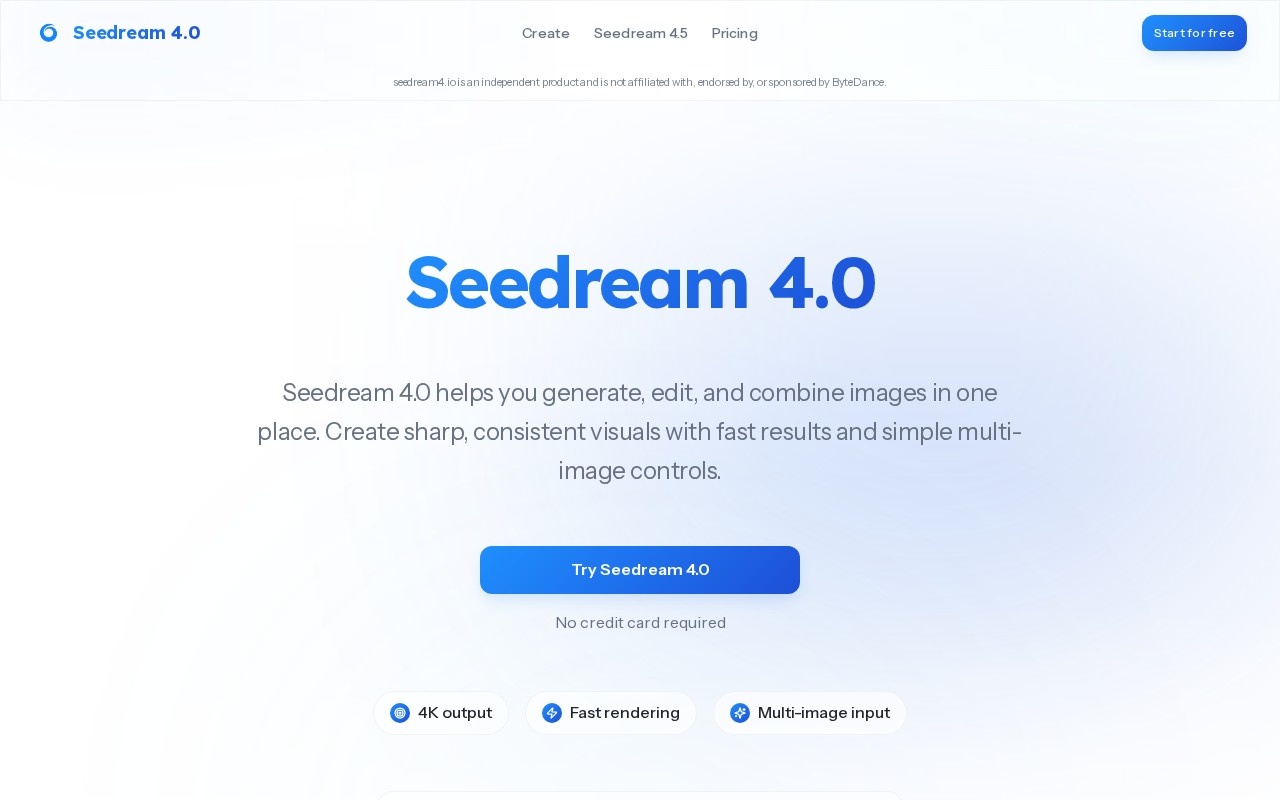Seedream 4.0官网截图