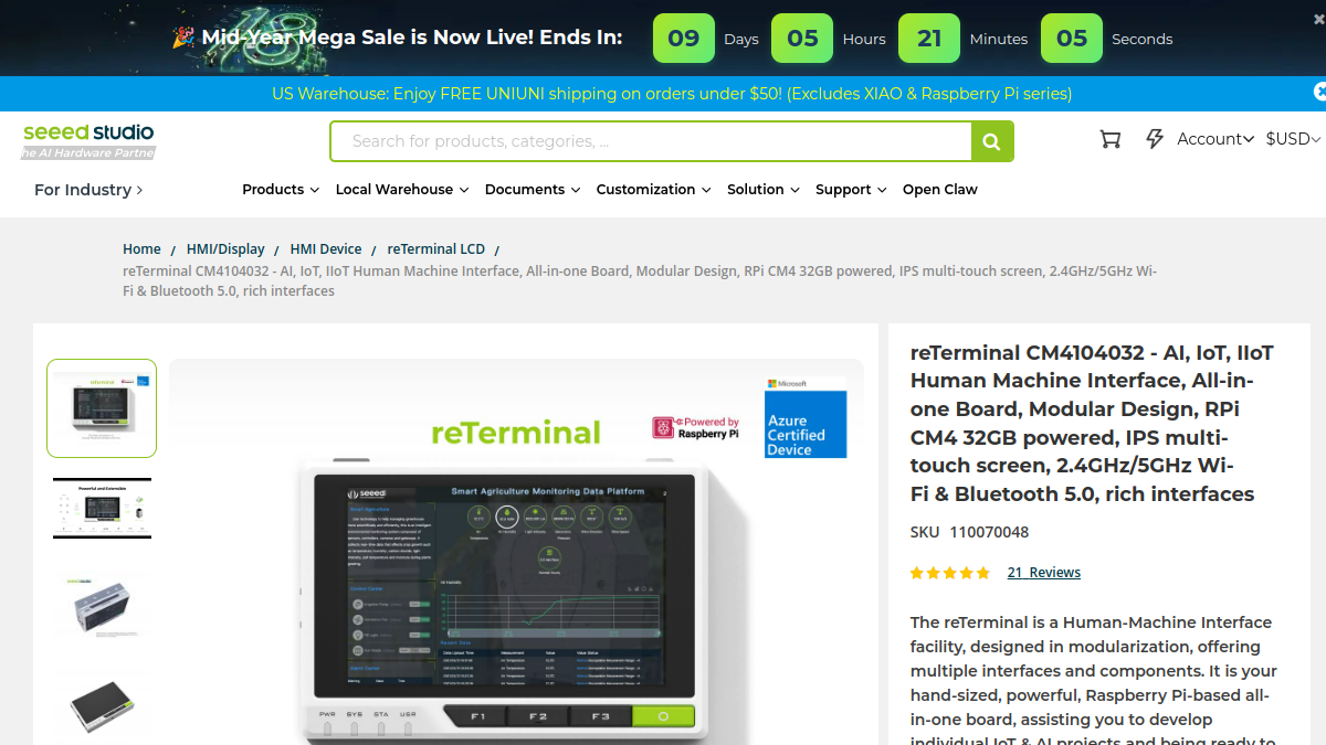 reTerminal by Seeed Studio官网截图