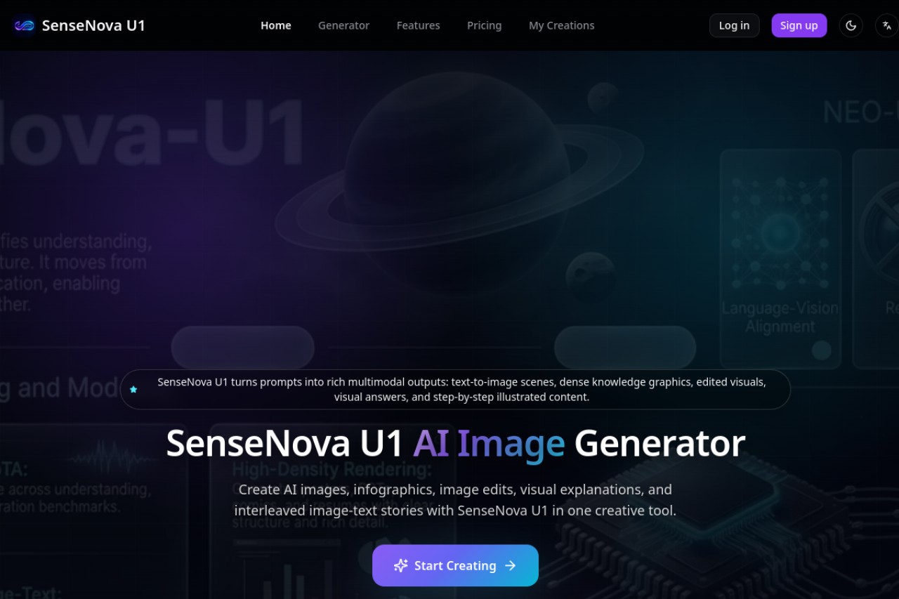 SenseNova U1官网截图