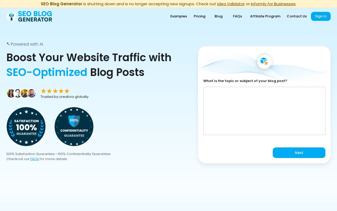 SEO Blog Generator官网截图