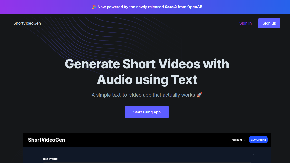 ShortVideoGen官网截图