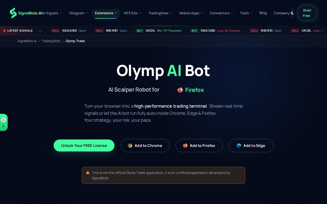 Olymp AI Bot官网截图