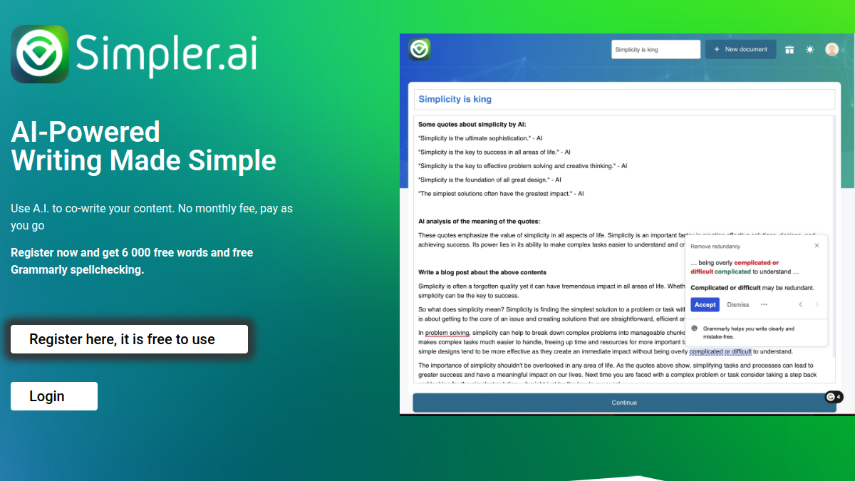 Simpler.ai官网截图