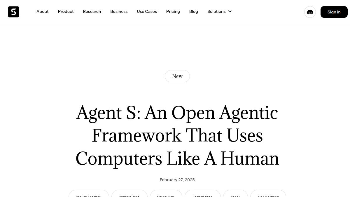 Agent S官网截图
