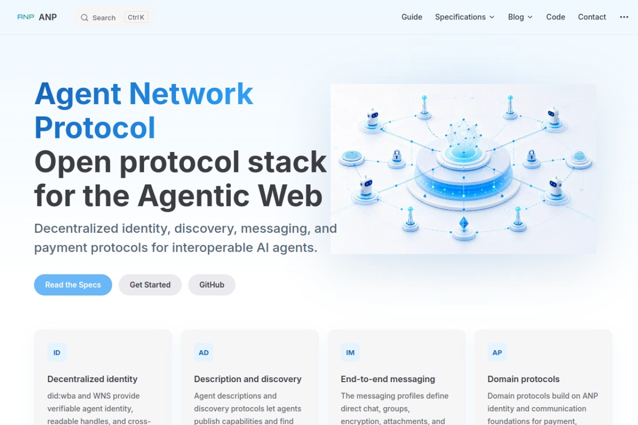 Agent Network Protocol官网截图