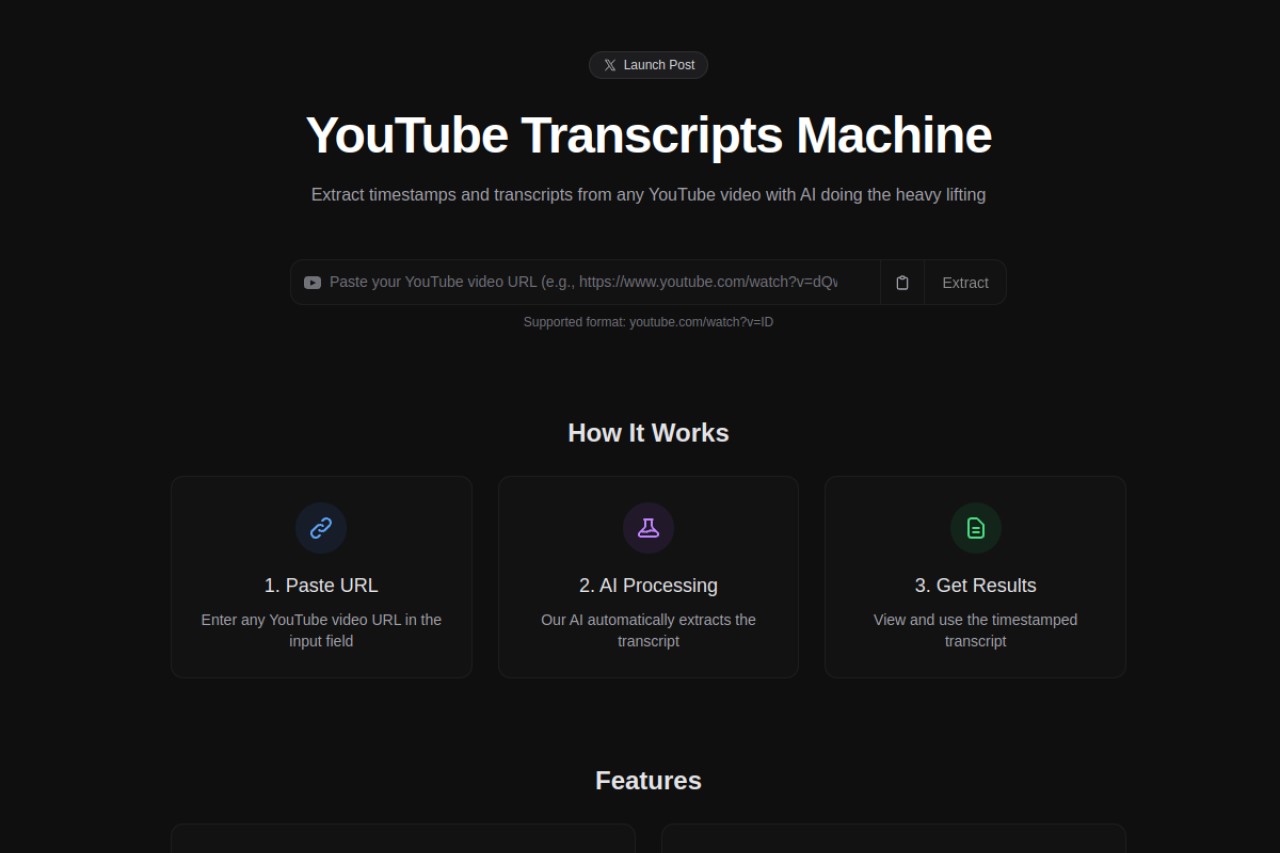 YouTube Transcripts Machine官网截图