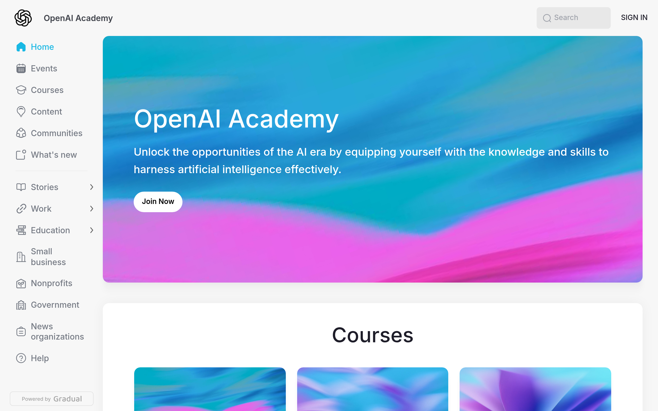 OpenAI Academy官网截图
