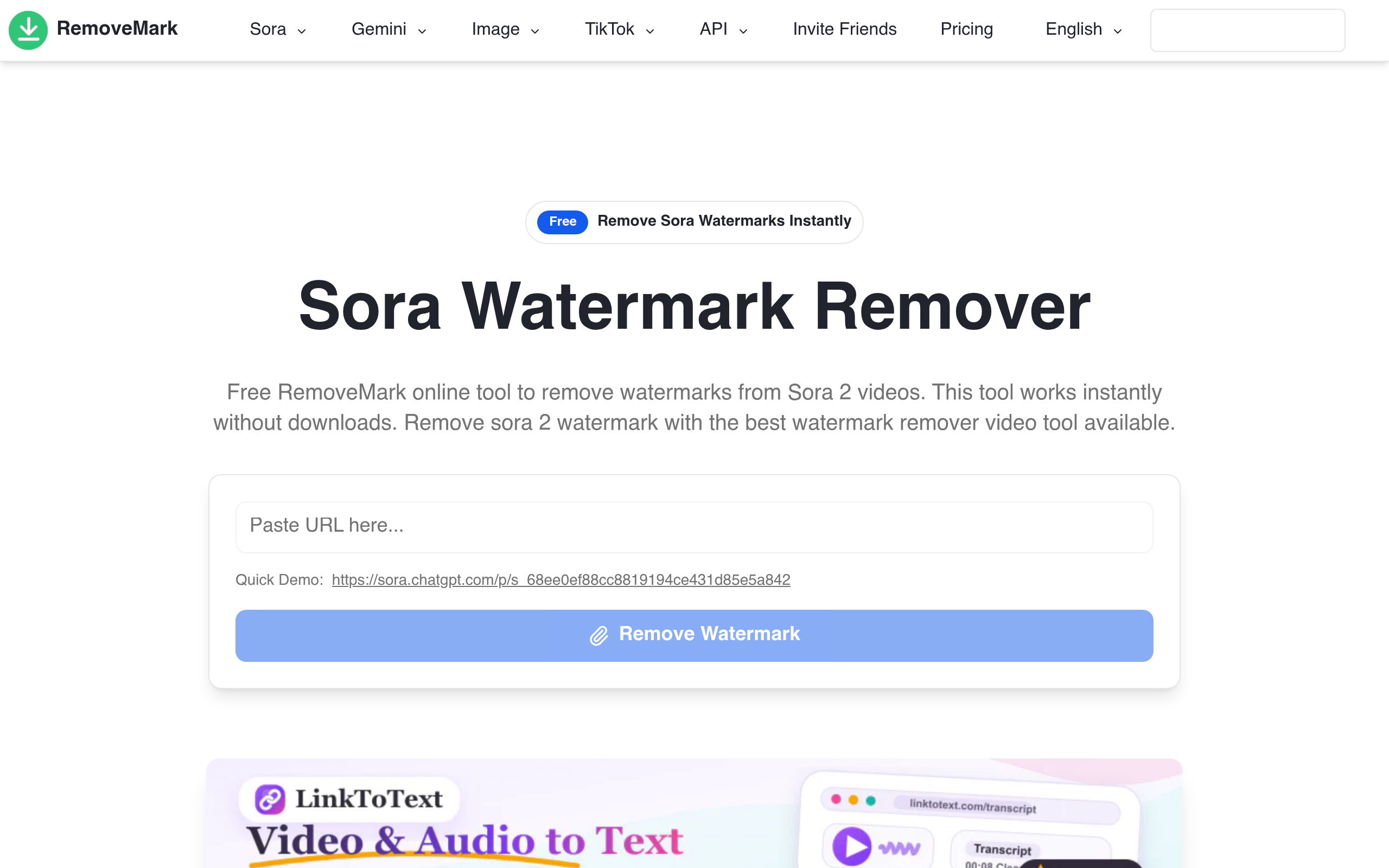Sora Watermark Remover官网截图