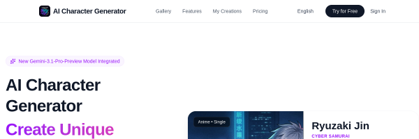 AI Character Generator官网截图