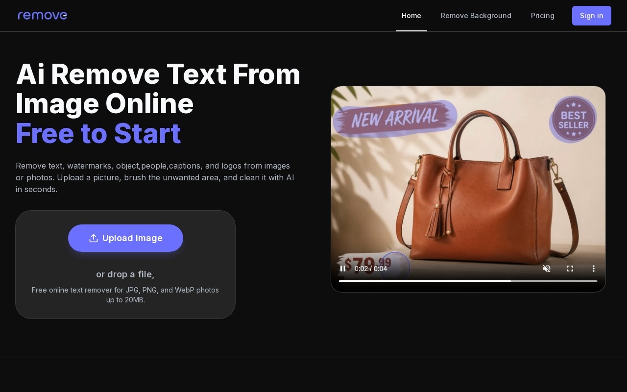 AI Remove Text From Image官网截图