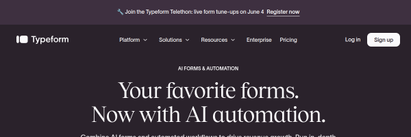 Typeform官网截图