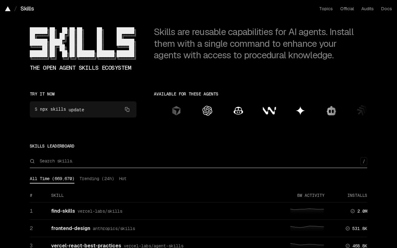 Skills官网截图