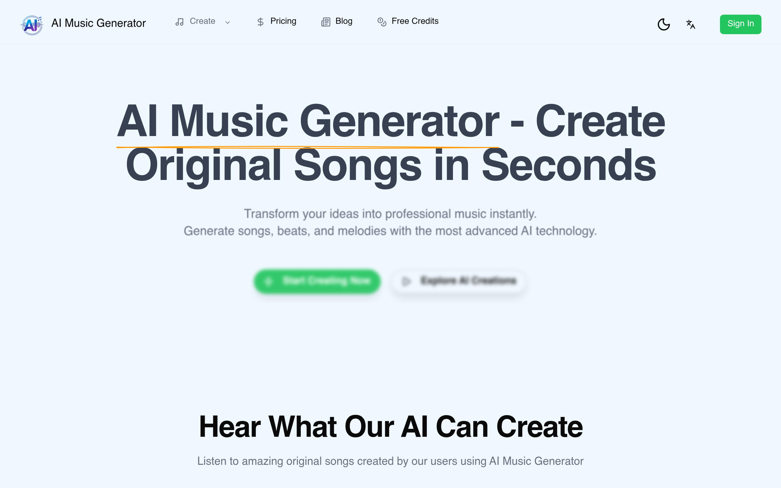 AI Generate Music官网截图