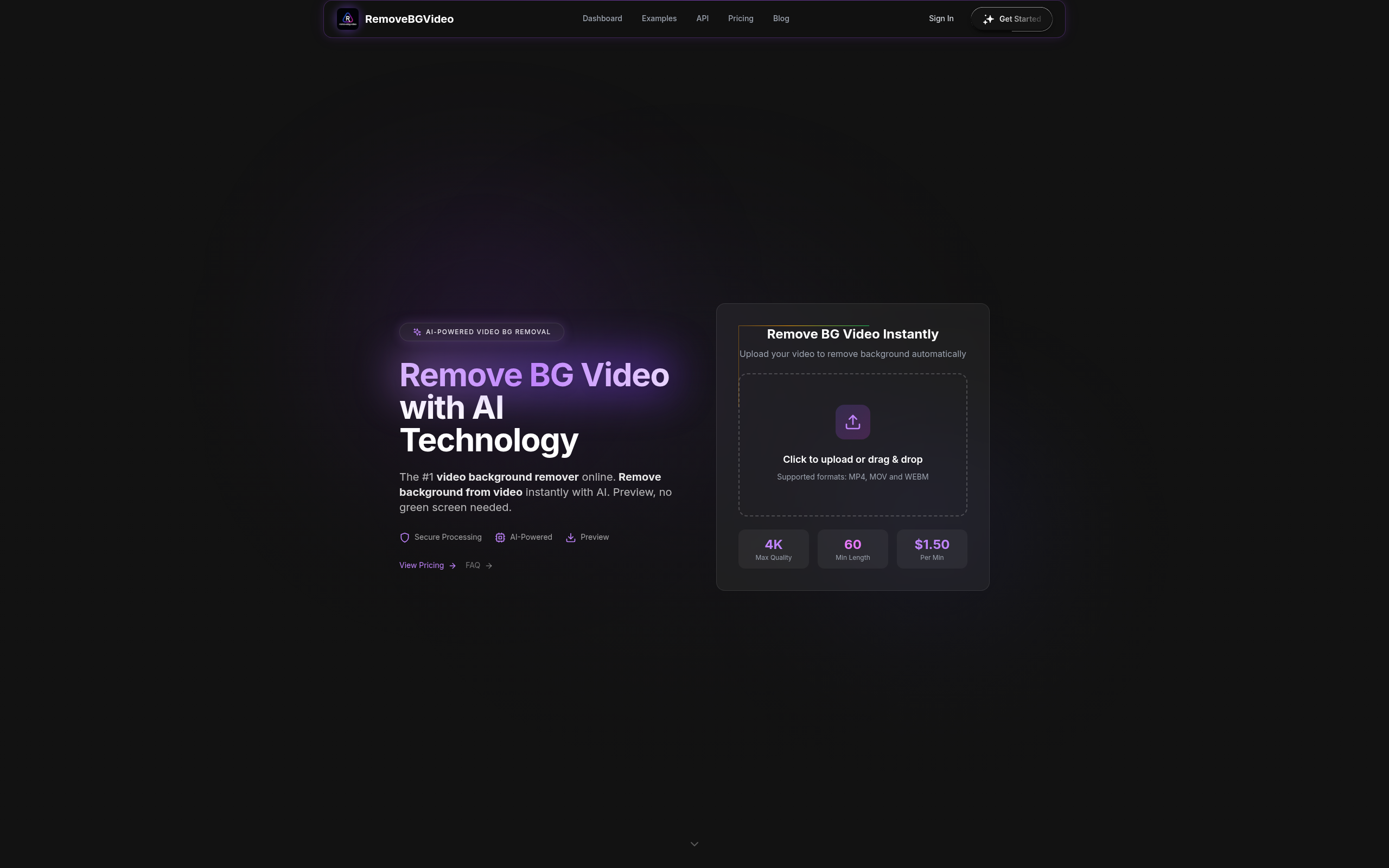 AI Video Background Remover官网截图