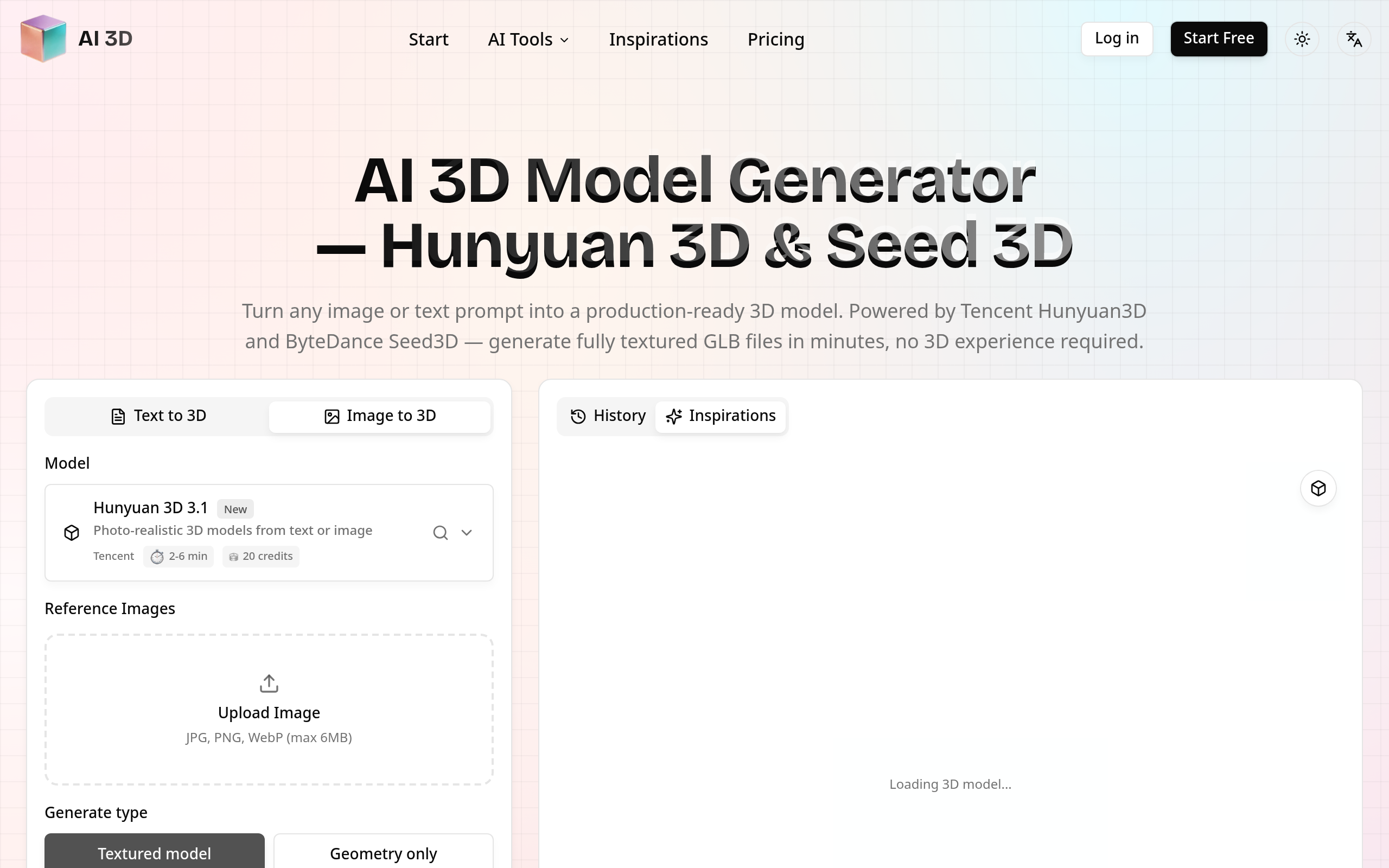 AI 3D Model Generator官网截图