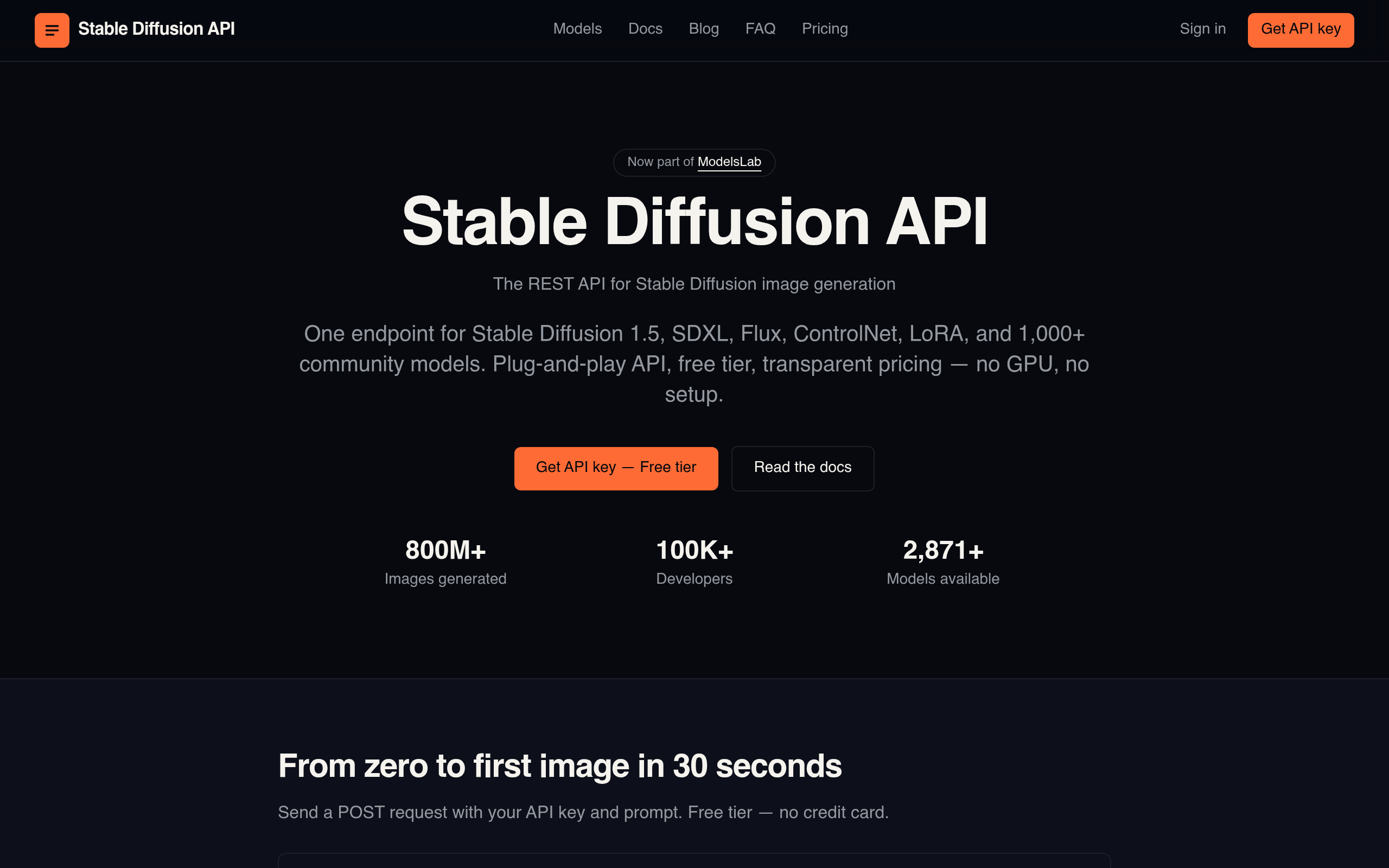 stablediffusion api官网截图