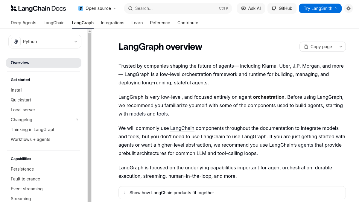 LangGraph官网截图