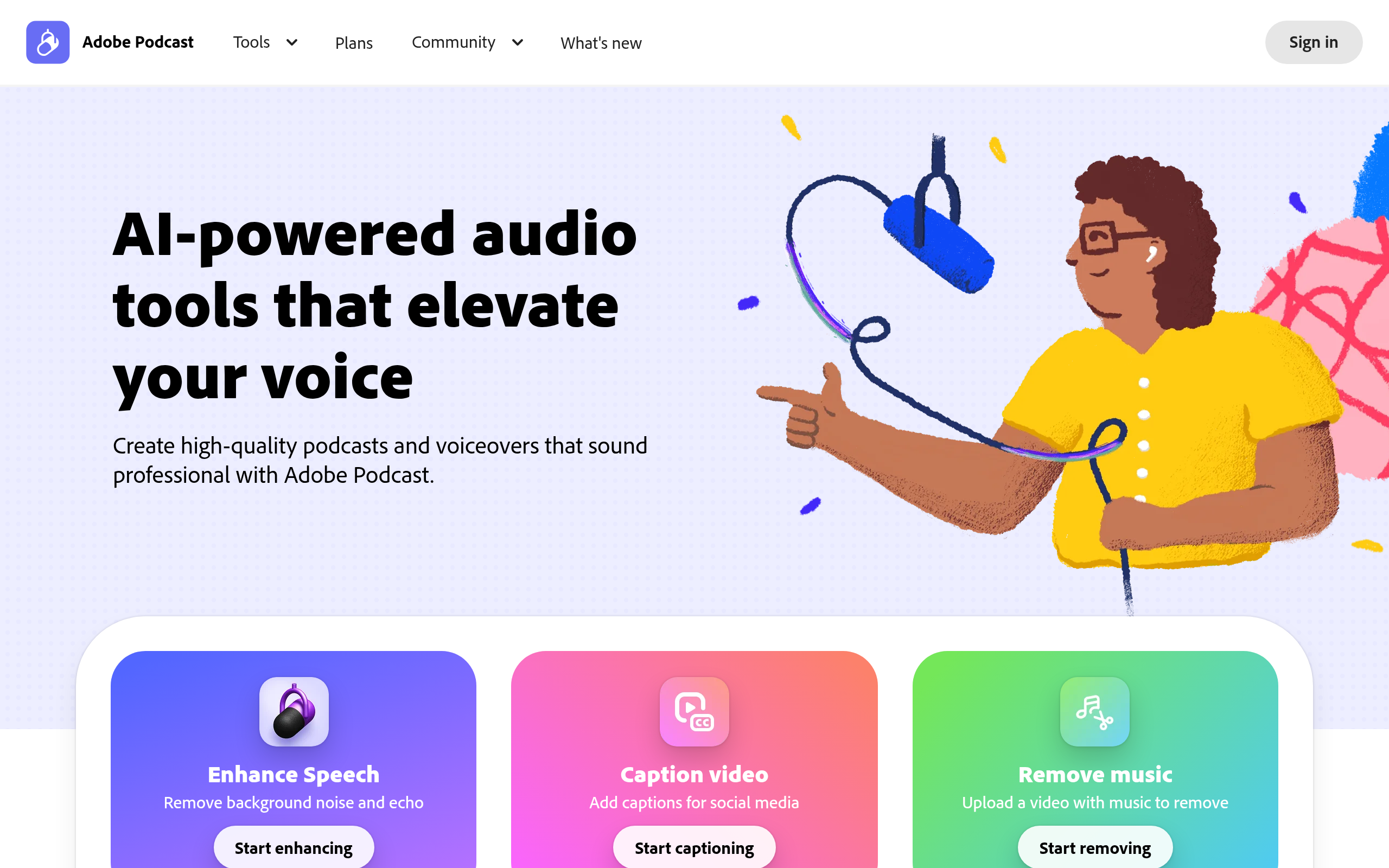 Adobe Podcast官网截图