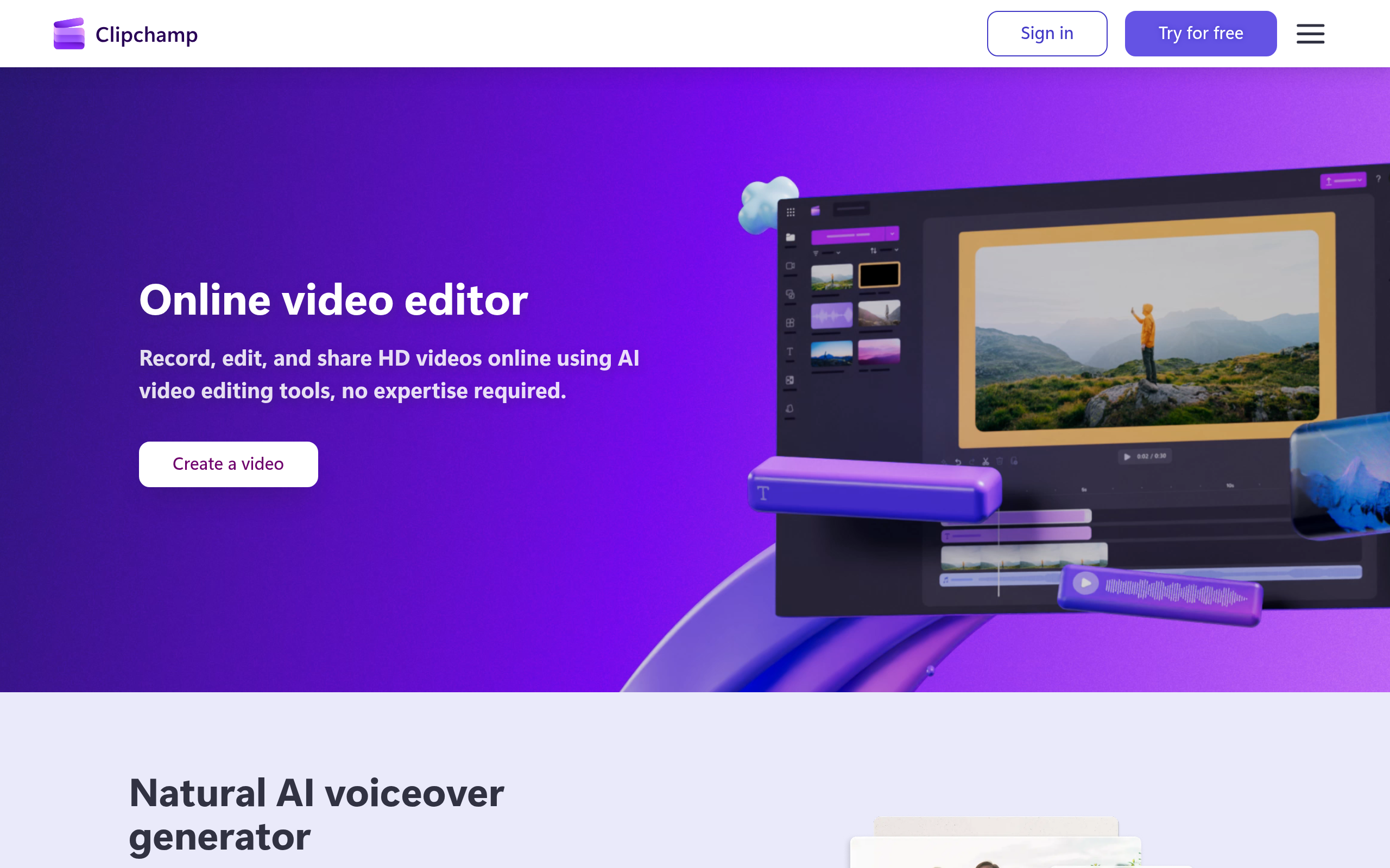 Clipchamp官网截图