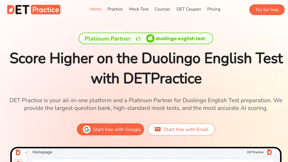 DET Practice官网截图