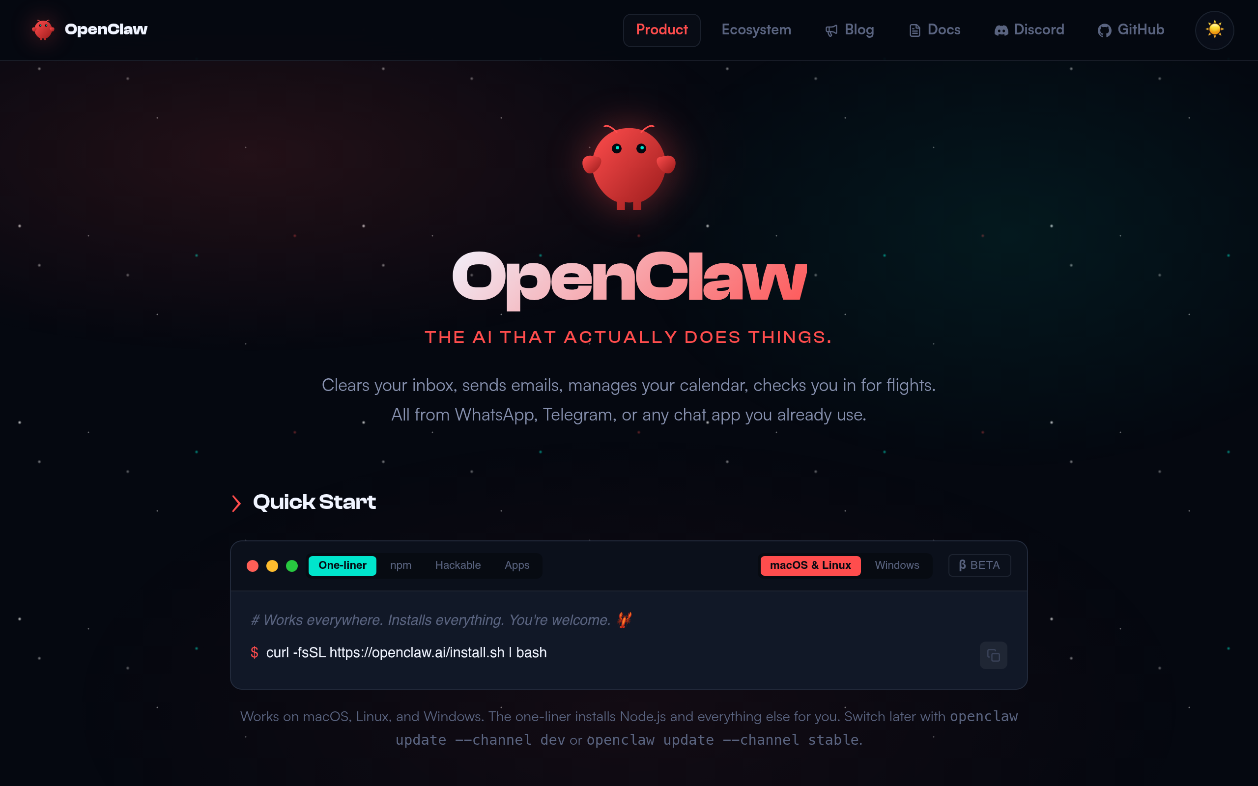 Clawdbot官网截图