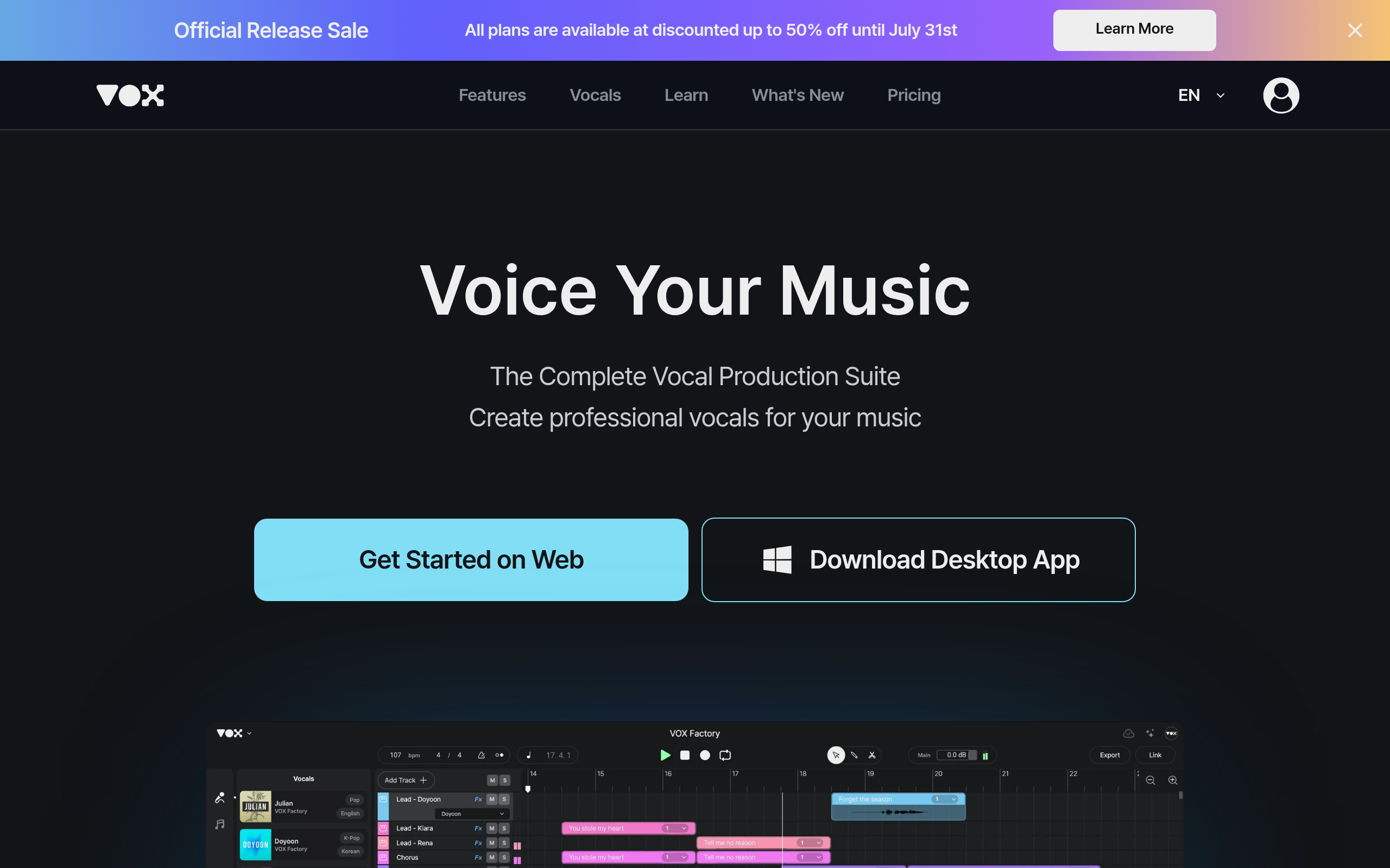 VOX Factory官网截图