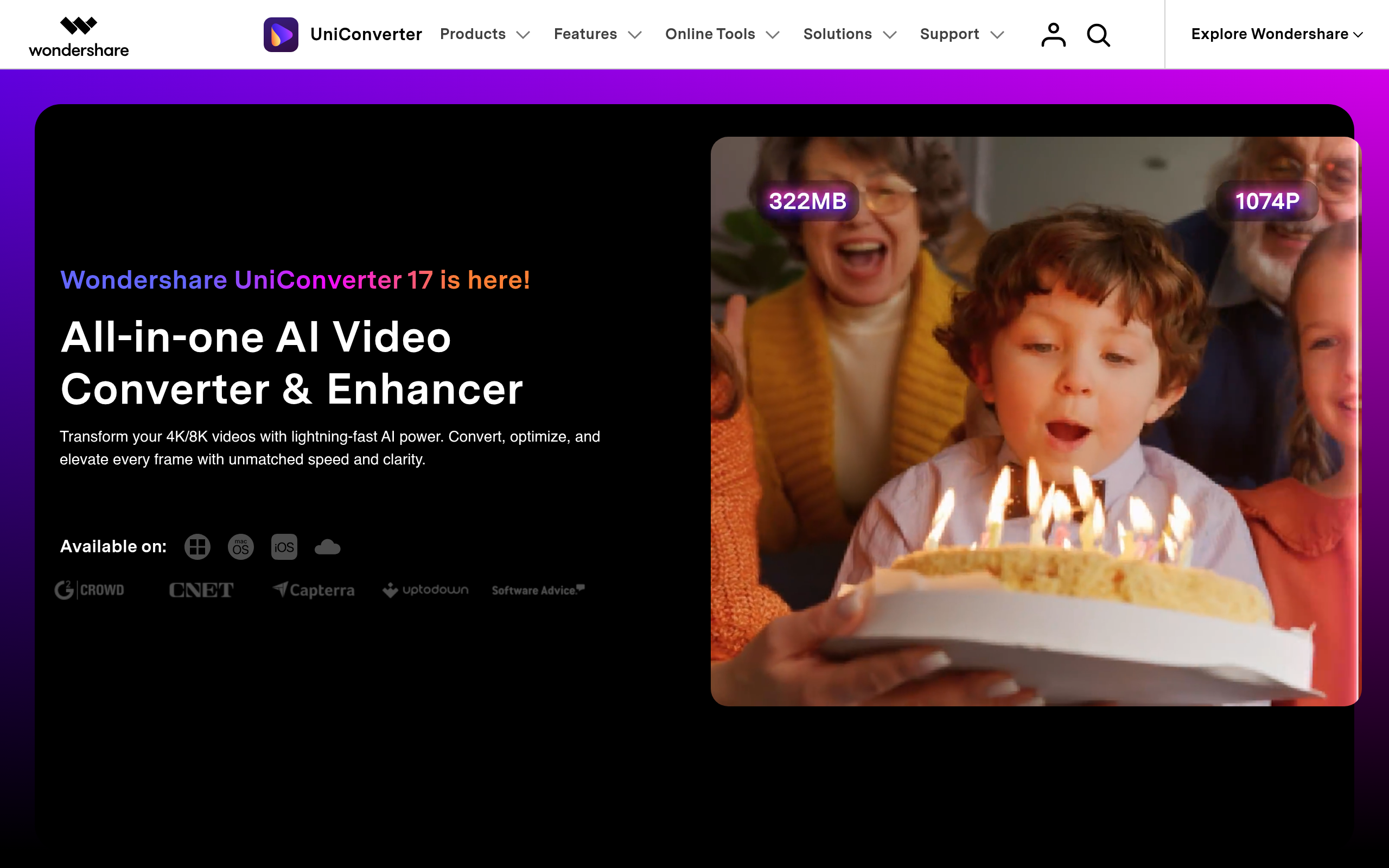 Wondershare UniConverter官网截图