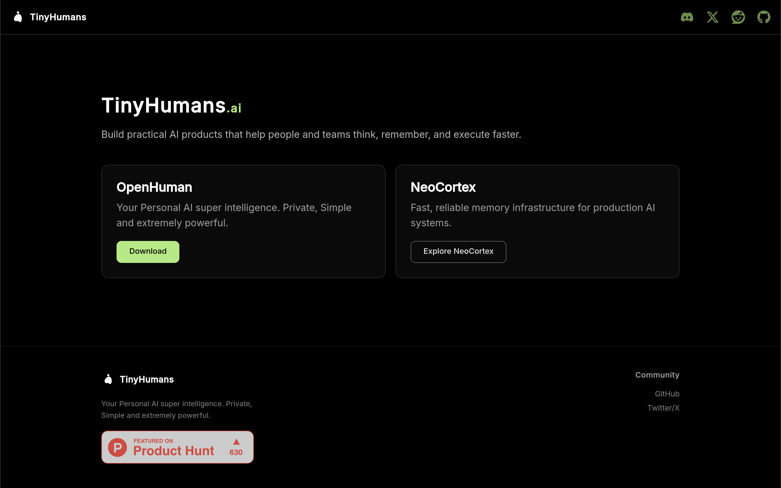 OpenHuman官网截图