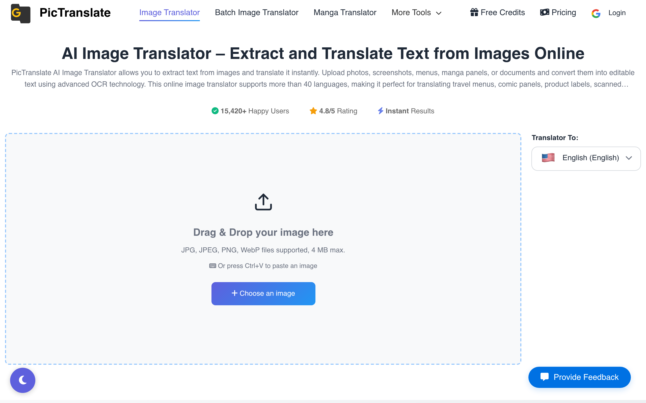PicTranslate官网截图