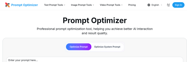 Prompt Optimizer官网截图