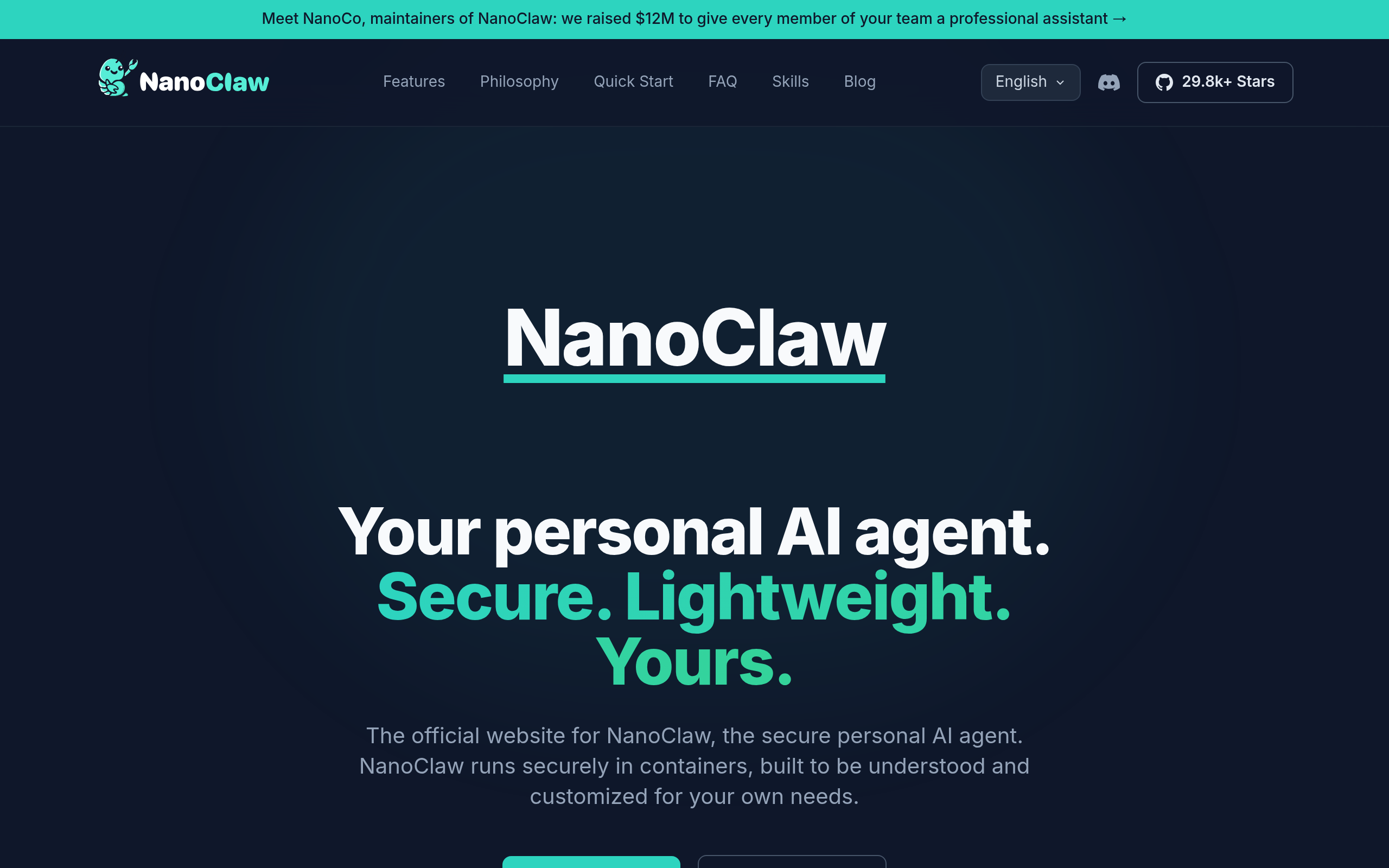NanoClaw官网截图
