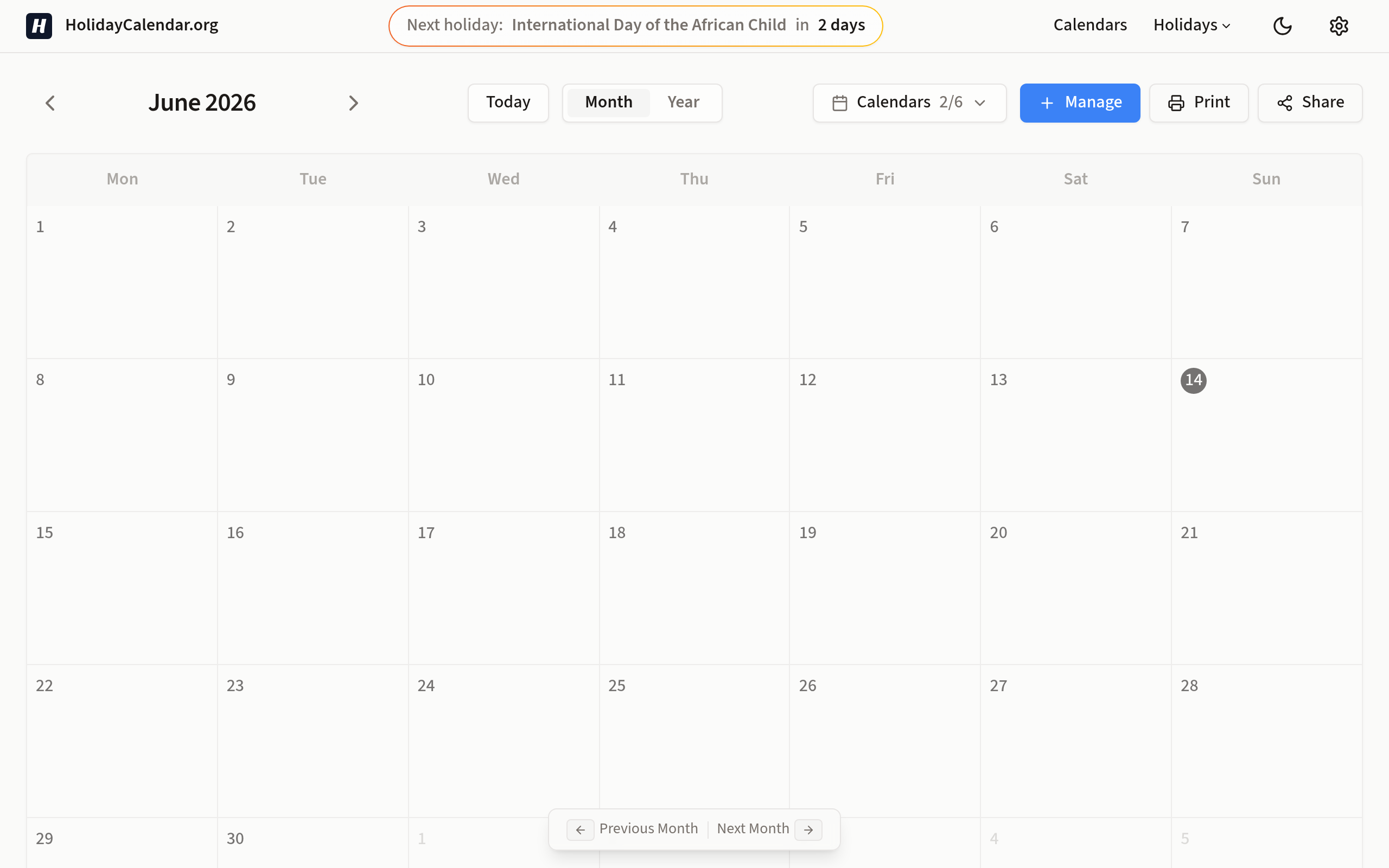 HolidayCalendar官网截图
