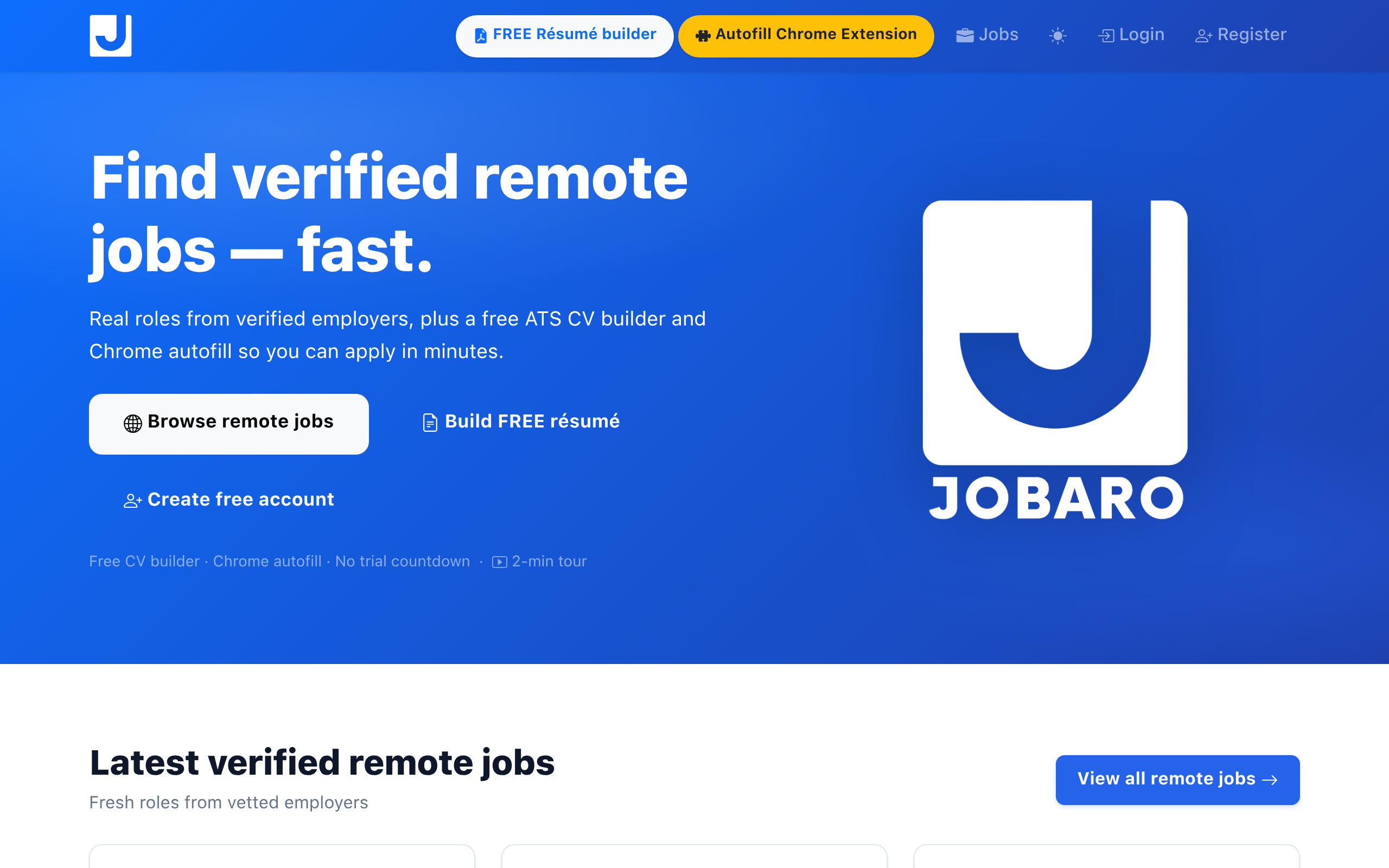 Jobaro官网截图