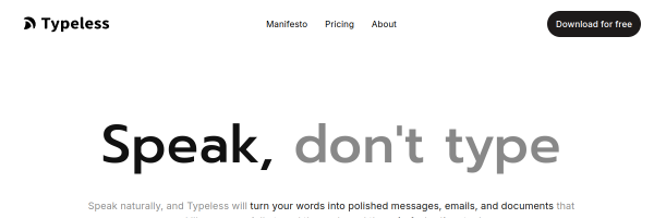 Typeless官网截图