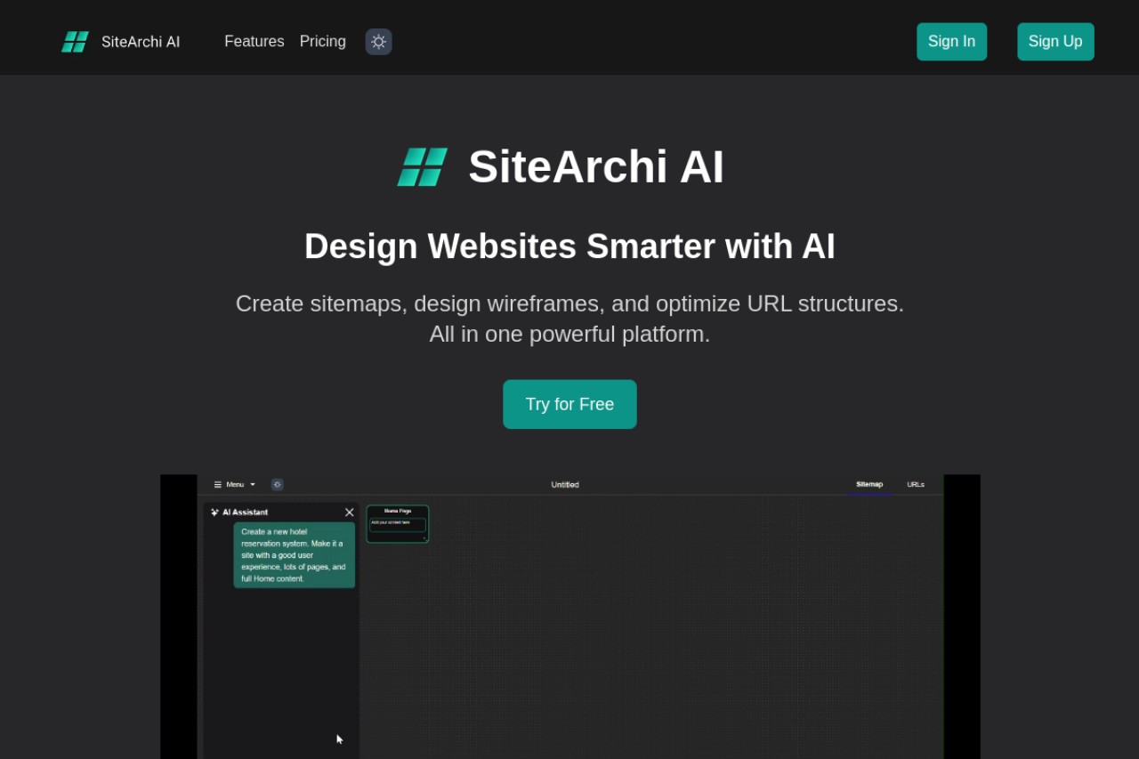SiteArchi AI官网截图