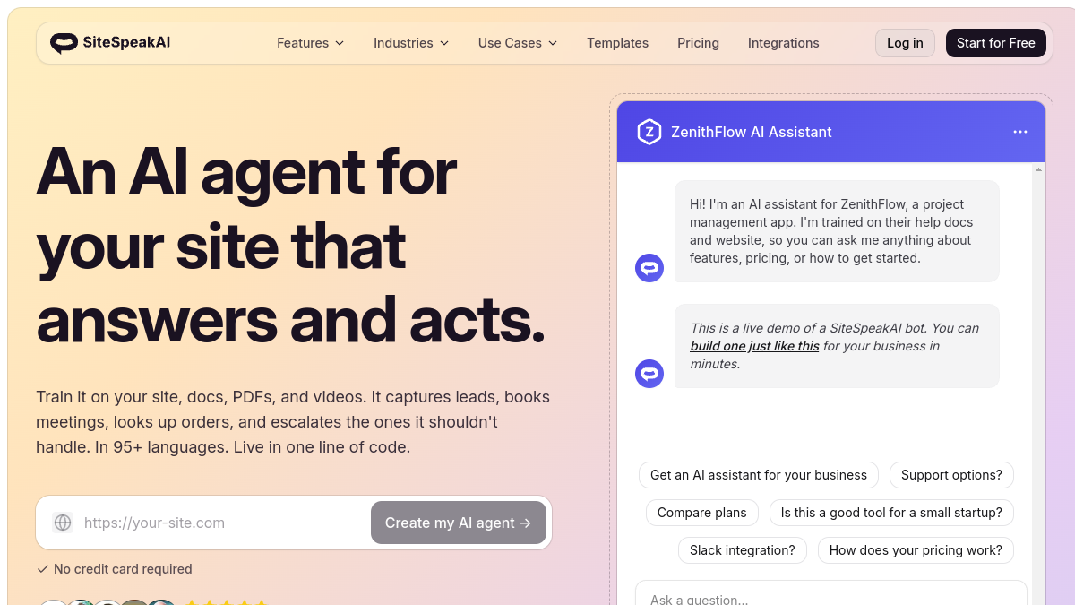 SiteSpeakAI官网截图