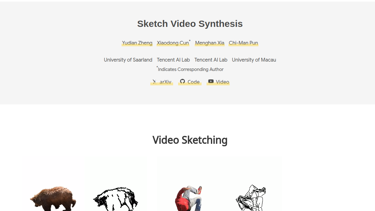 Sketch Video Synthesis官网截图
