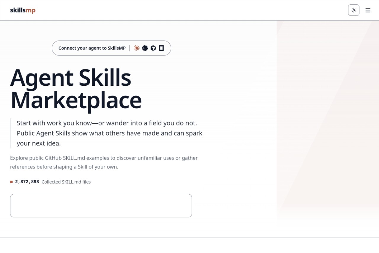 Agent Skills Marketplace (SkillsMP)官网截图